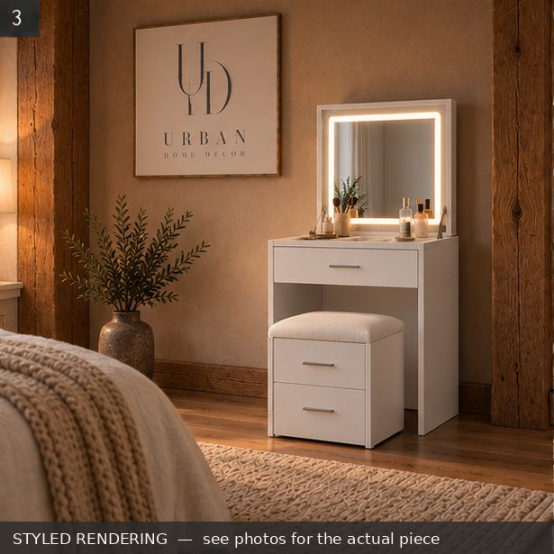 STYLED RENDERING — Rustic warm — see photos for the actual piece