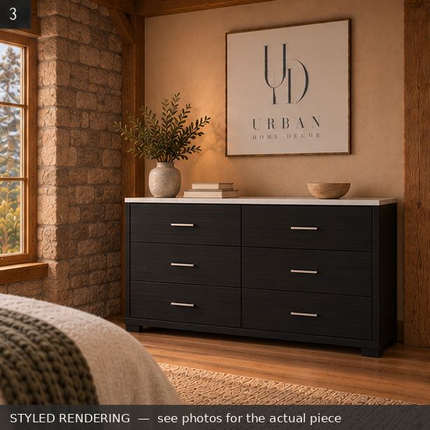 STYLED RENDERING — Rustic warm — see photos for the actual piece