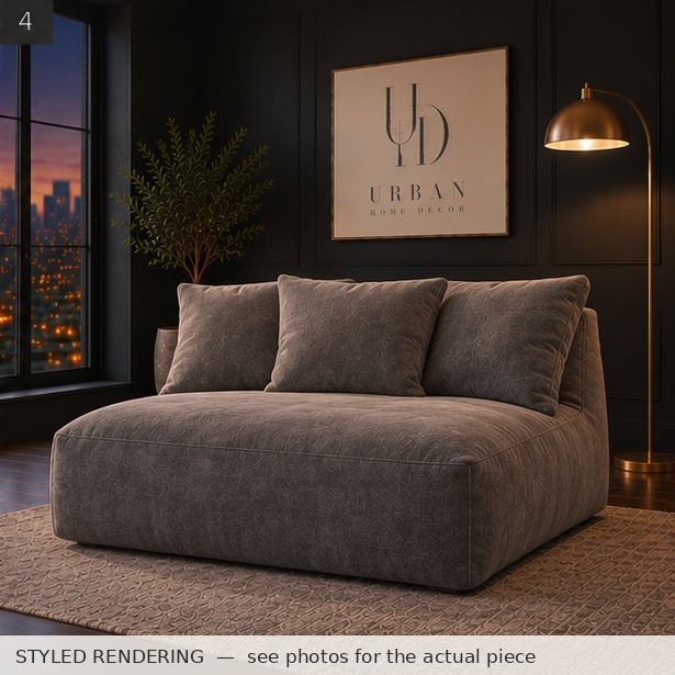 STYLED RENDERING — Charcoal dusk — see photos for the actual piece