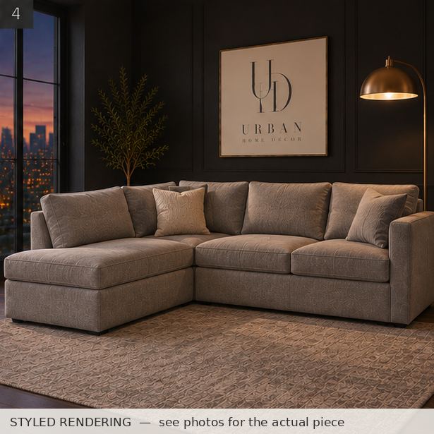 STYLED RENDERING — Charcoal dusk — see photos for the actual piece