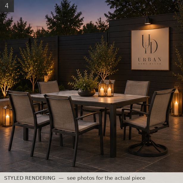 STYLED RENDERING — Charcoal dusk — see photos for the actual piece